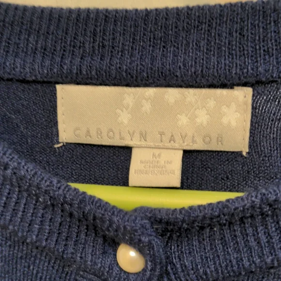 Carolyn Taylor dark blue cardigan sweater - Picture 2 of 8